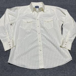 Wrangler Shirt Mens XL White Pearl Snap Western Rodeo Long Sleeve Dress 75226TN